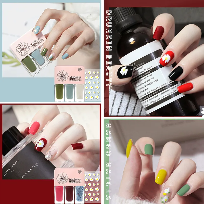 Nail Polish Micro Glue Free Baking 3 Color Set 2023 Water Based Tear Off Durable Quick Drying 230718