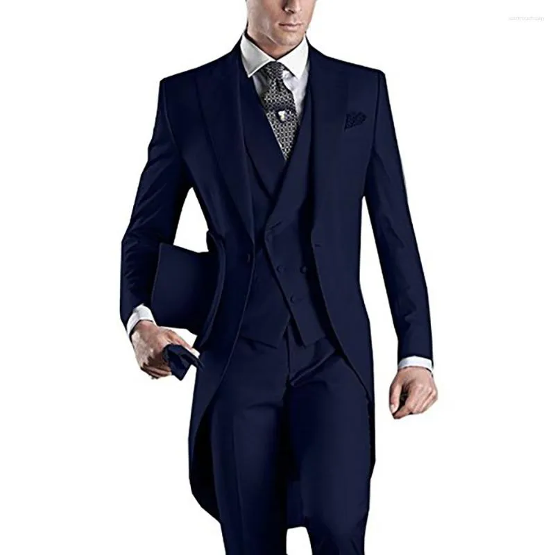 Men's Suits Tuxedo For Men Long Coat Wedding Costume Blazer Formal Terno Groom Masculinos Three Piece Jacket Pants Vest Custom Made