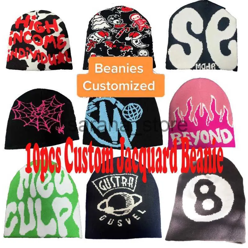 Beanie/Skull Caps Custom Jacquard Beanie Hat Diy Custom Sticked Hat Women's Winter Hat J230719