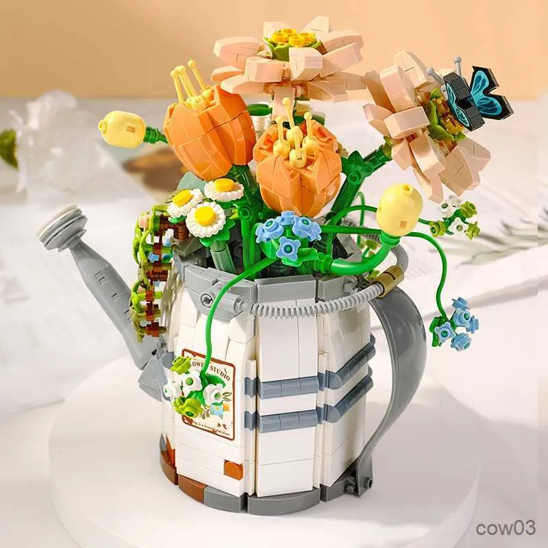 Blocs MINI arrosoir bonsaï ensembles créatifs bloc de construction ville fleur plante succulente briques enfants jouets enfants R230720