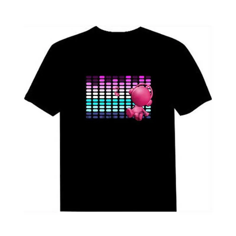 T-shirts Led T Shirt pour enfants Party Music DJ Son activé Garçons Filles LED TShirt Light Up and Down Kid's Glowing Top x0719