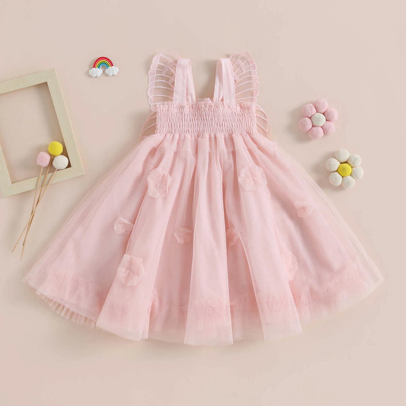 Vestidos da menina ma bebê 1-5y criança criança bebê meninas vestido borboleta asa tule festa de casamento vestidos de aniversário crianças roupas