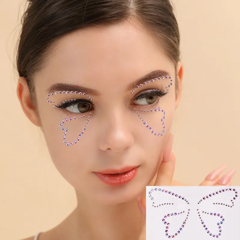 Paillettes visage bijoux tatouage autocollant Festival fête maquillage manucure outils strass Flash temporaire tatouage autocollants faux diamant