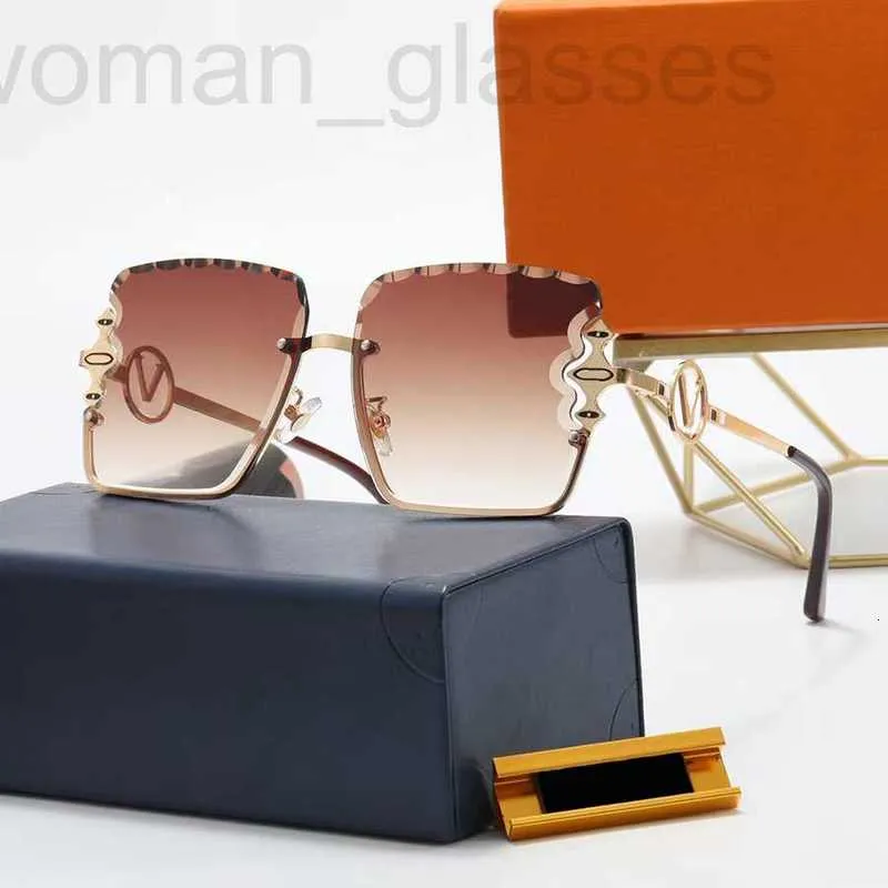 Solglasögon designer eleganta strand solglasögon legering ramlös unik vågig kant för man kvinna 7 färg god kvalitet rto8