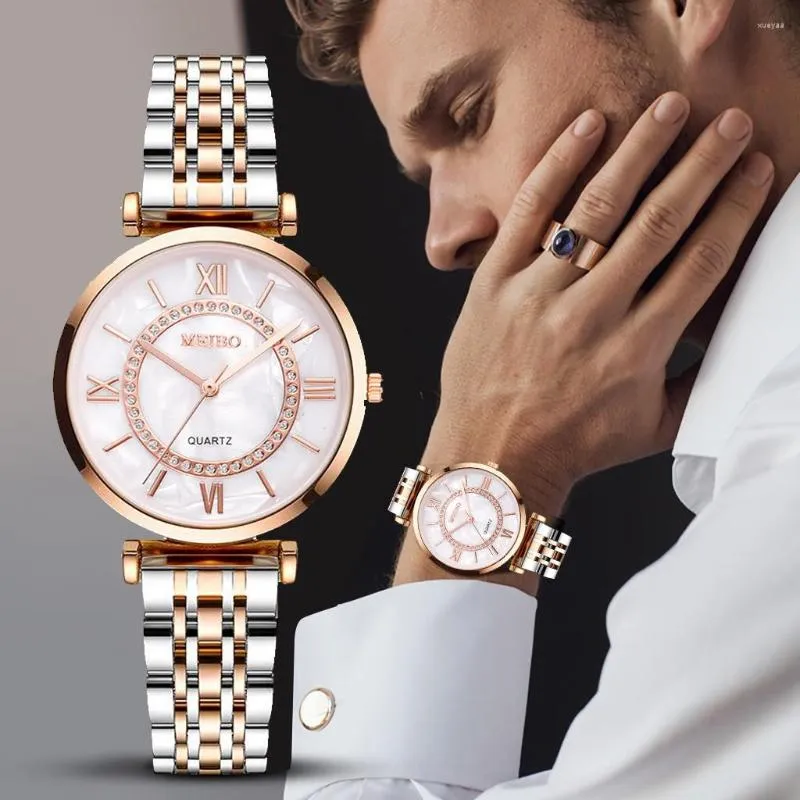 Wristwatches 2023 Men Watch Fashion Women Mens Analog Casual Alloy Strap Quartz Watches Mature Men's Business High Quality