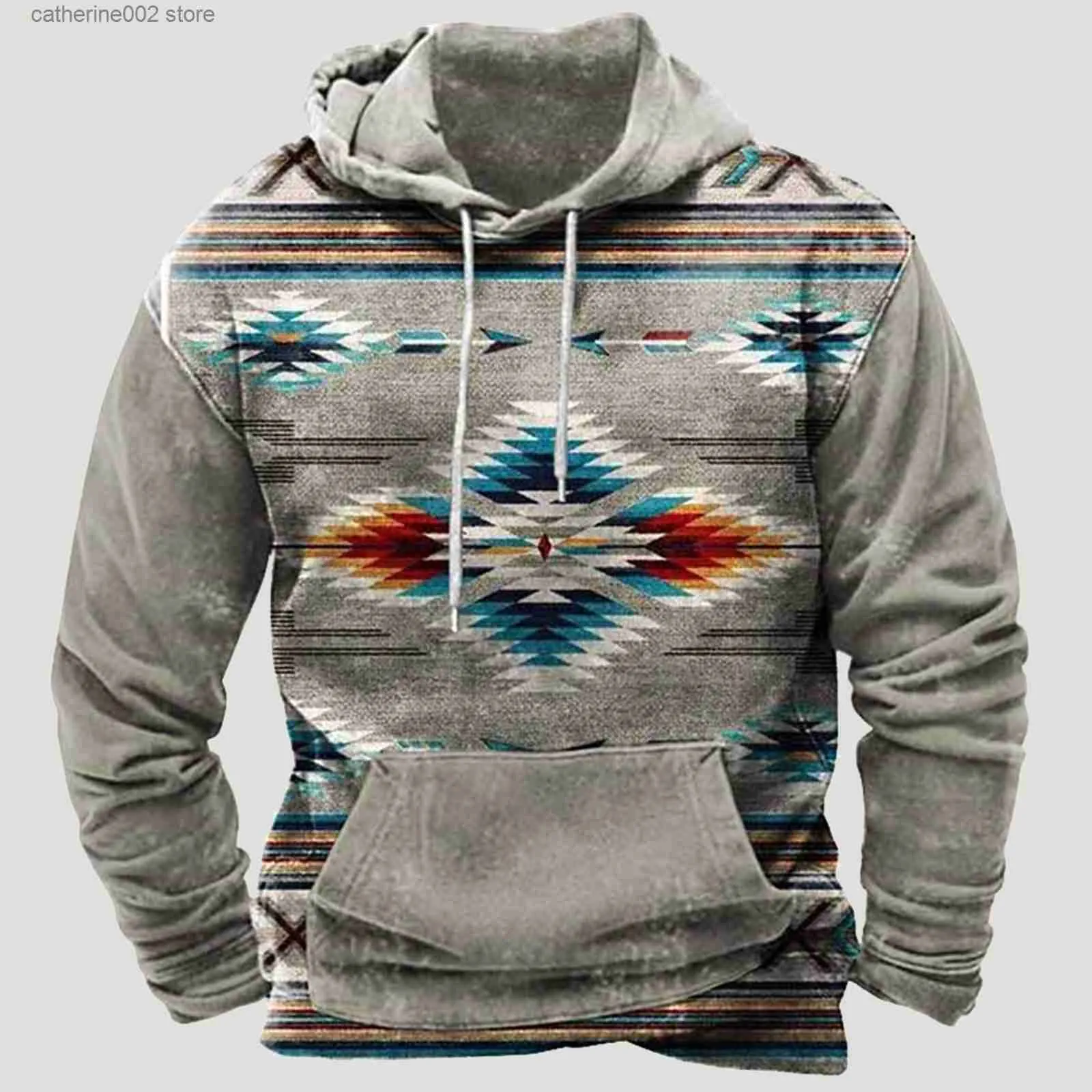 Mannen Hoodies Sweatshirts Indian Etnische Hooded Sweatshirt Mannen Lange Mouw Pullover Tops Afrika Etnische Mode Herfst Kleding Oversized Casual Hoodies Top T230719