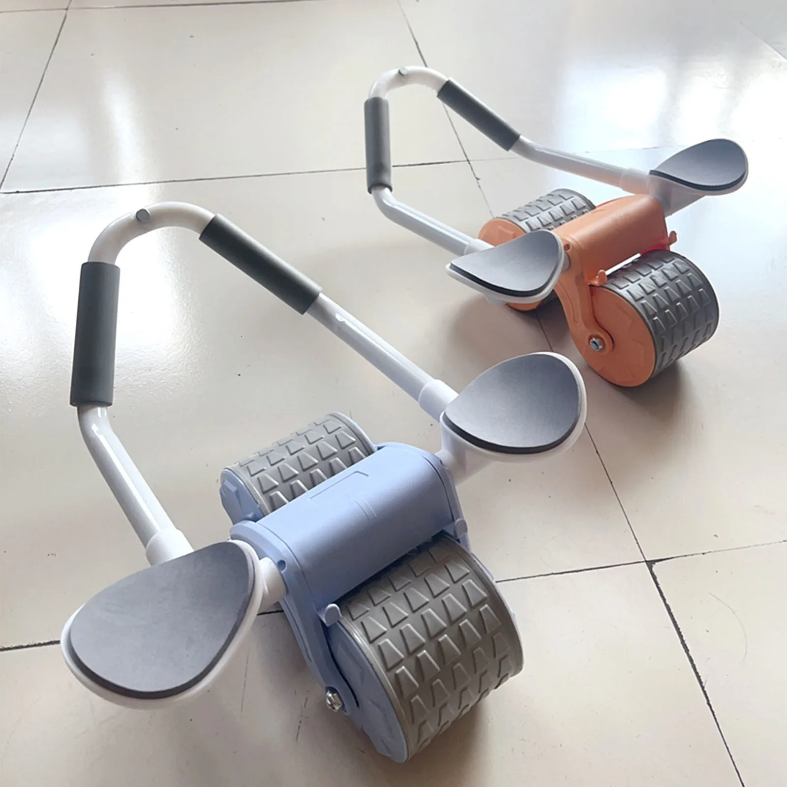 Rullo Addominale A Rimbalzo Automatico Con Doppia Ruota – Ruota Per Esercizi Addominali Con Gomiti, Per Casa E Palestra (Blu) - 2