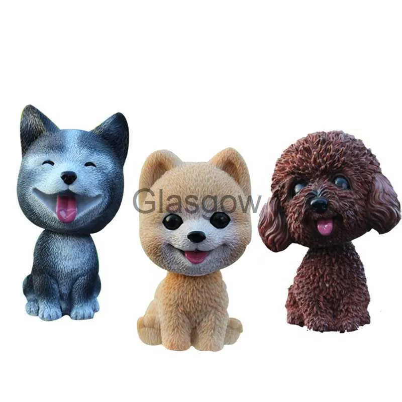 Interior Decorations Car Ornament 9cm Shaking Head Dog Car Dashboard Decor Nodding Puppy Toys Husky Teddy Pomeranian Home Room Auto Accessories x0718