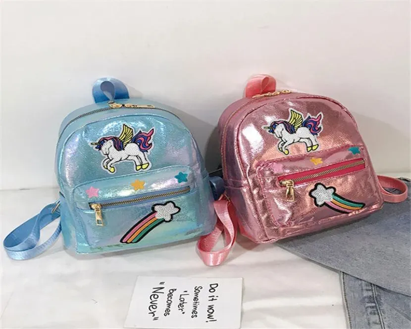 Nya barn ryggsäckar dagis baby skolväskor barn söta modesekvenser unicorn prydnad crossbody väskor barn snacks väskor5737982