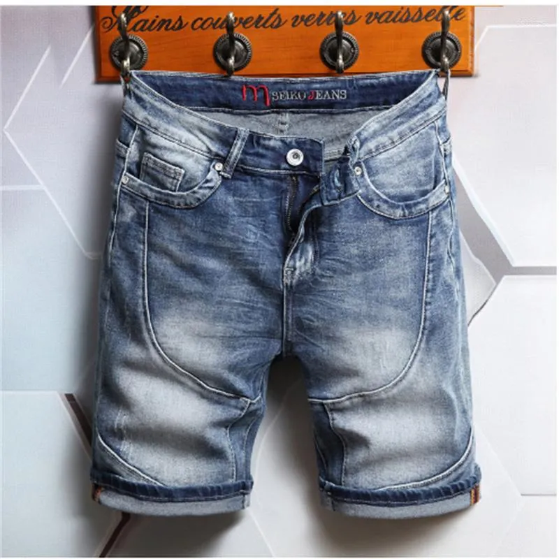 Pantalones Vaqueros Cortos Elásticos Para Hombre Moda Casual De Verano  Ajustados