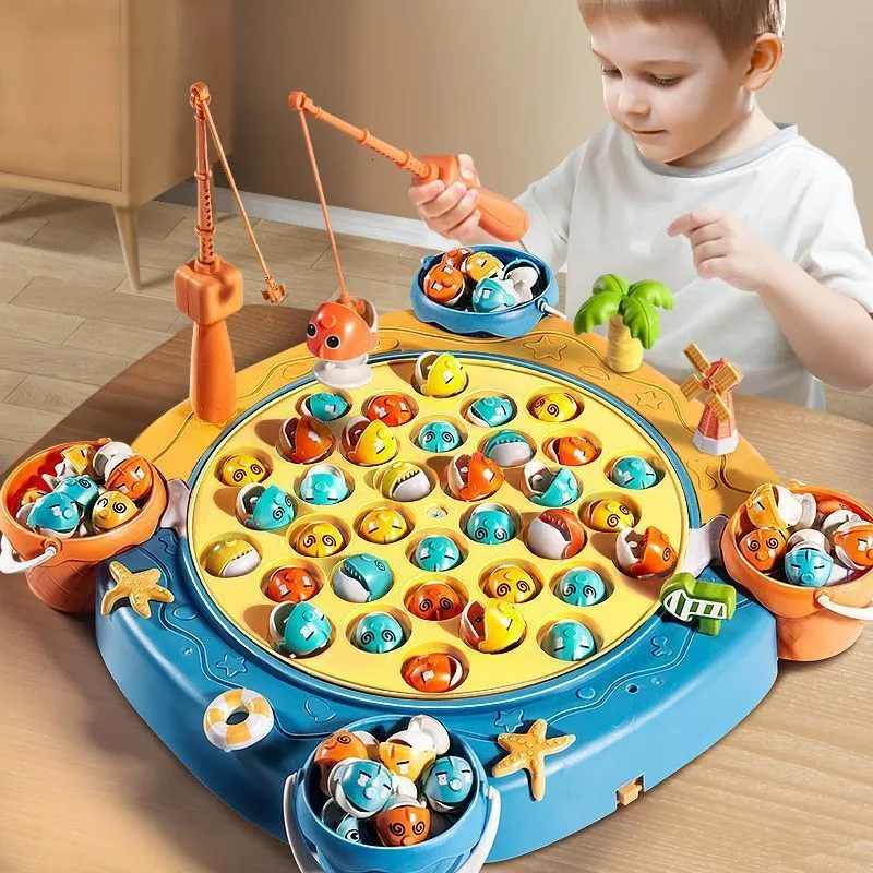 Sand Play Water Fun Montessori Magnetiska fiskespel Marine Life Cognition Color Number Music Toys for Children Education Parent Child 230719