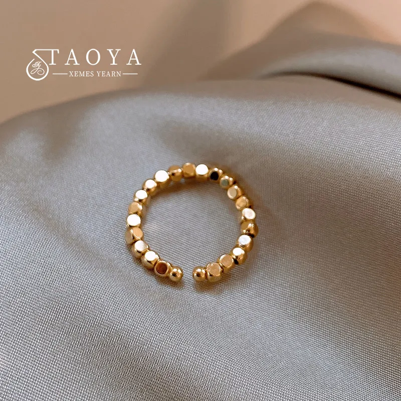2022 Новые простые полигоны мелкие частицы струны золотой цвет открытые кольца изысканные украшения для корейских модных женщин