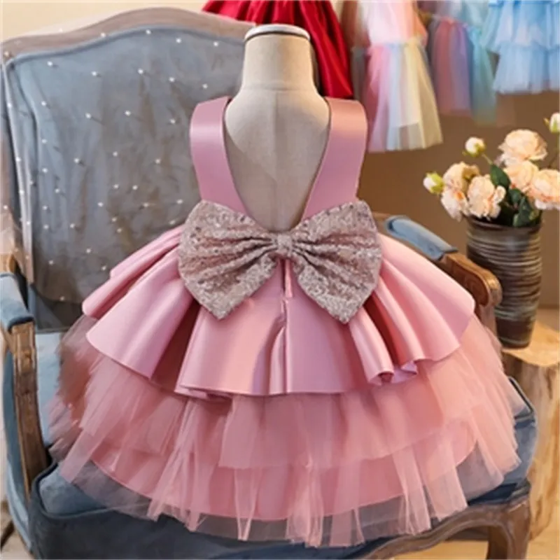 Red Christmas Dress for Kids Girls Backless Bow Elegant Wedding Birthday  Party Gown from Dhgate Girls Dresses