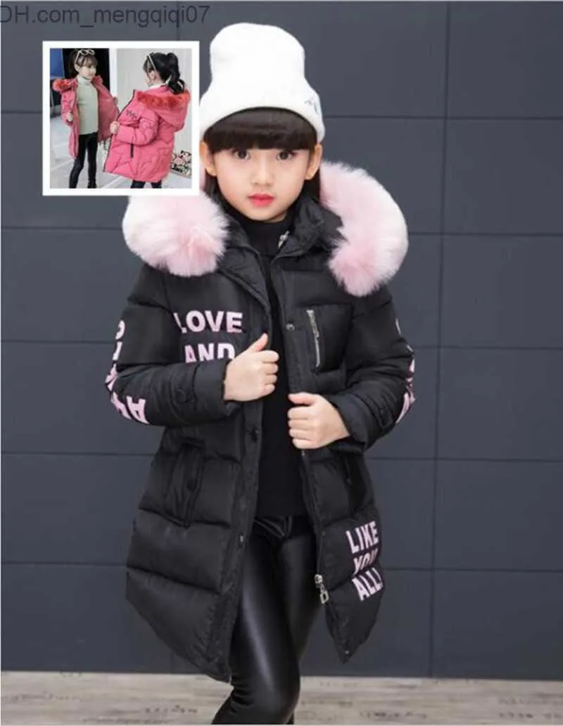 Manteau en duvet Nouveaux vêtements pour enfants filles tablier chaud veste hiver épaissi Parka mode col de fourrure manteau pour enfants veste Z230719