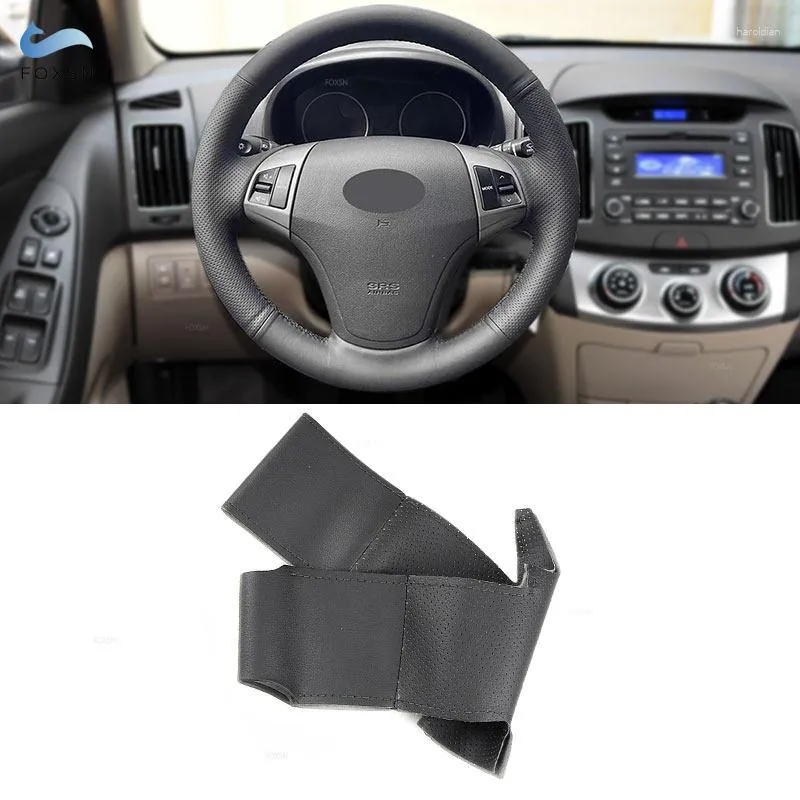 Black Perforated Microfiber Leather Steering Wheel Covers Makro Trim