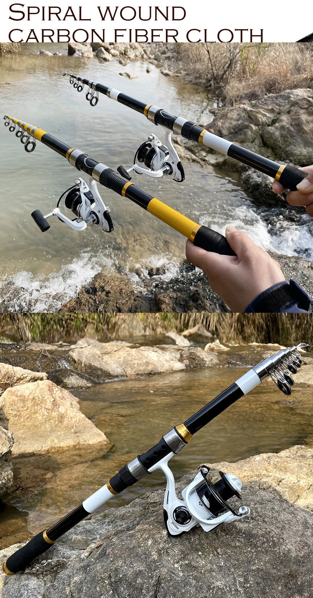 Professional Carbon Foldable Fishing Rod Combo With Spinning Reel