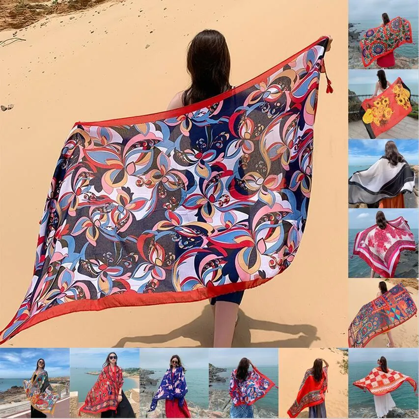 Sarongs Desert Sun Protection Cotton Linen Beach Dress Bikini Sarong Wrap Scarf Women Brasilianska baddräkt Badande överdimensionerad täckning upp slöja 230718