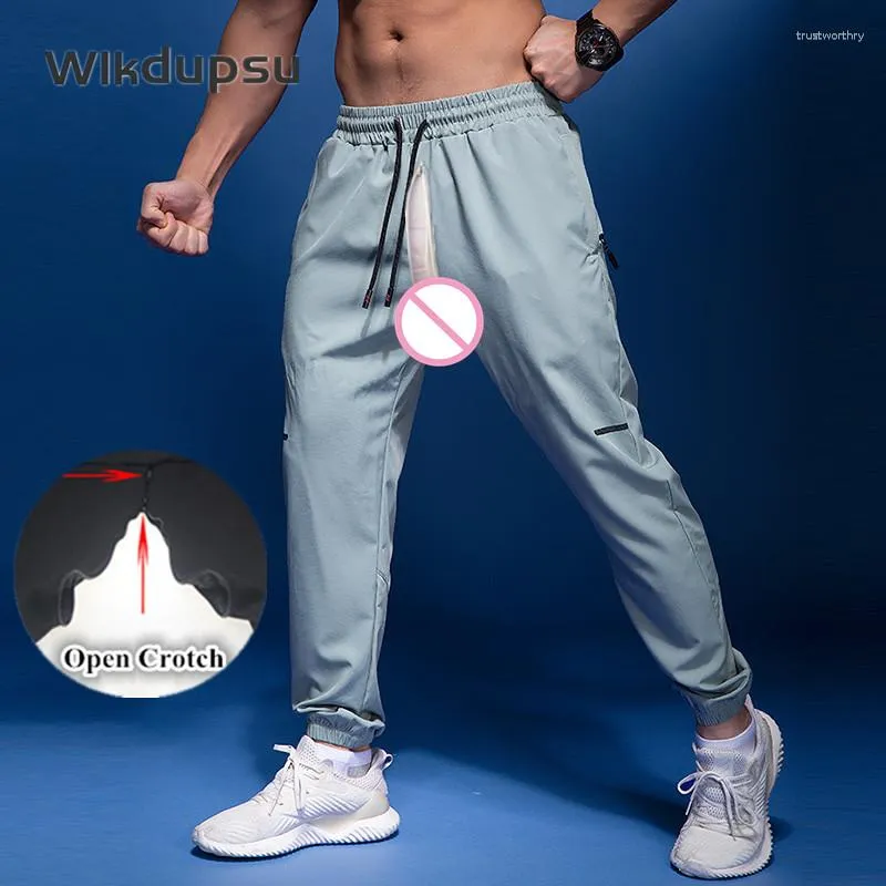 Mannen Broek Heren Sexy Onzichtbare Dubbele Ritsen Open Kruis Joggers Mannelijke Sportkleding Bodems Casual Outdoor Sex Joggingbroek Broek