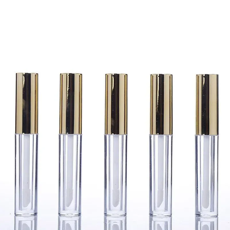 Wholesale hot 250pcs 10ML Mini round lip gloss tube cosmetic package lip gloss bottle empty container with gold cap