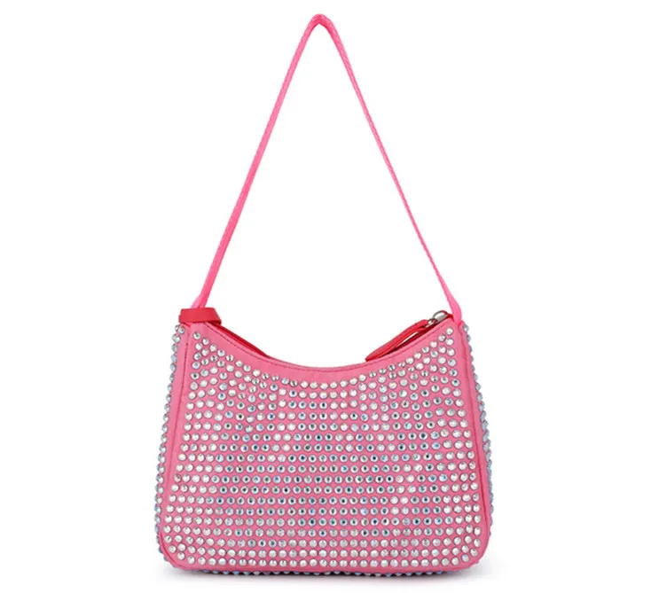 Дизайнерские сумки корейские буквы на плечах блестящие бриллиантовые кольцевые сумочка модная сумка подмышки бархатная сумочка повседневная и универсальная сумка оптом