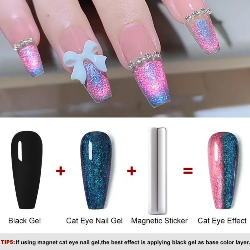 Gel pour ongles Adhésif solide Solide P otherapy Colle Deux couleurs Changement de couleur Art Extend Cats Eye Polish Rouge et Bleu Polarisé 230718