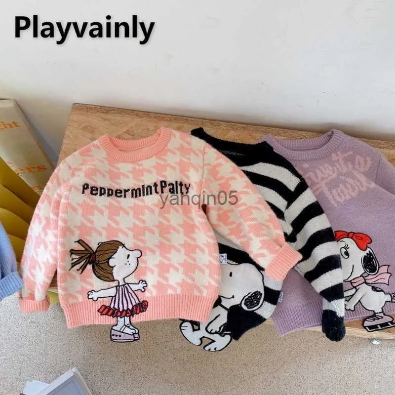 Pullover Spring Autumn Baby Sweater Cartoon Cotton Pullover Tröja Långärmad barntröjor Småbarn Baby Girl Boy Clothes EY595 HKD230719