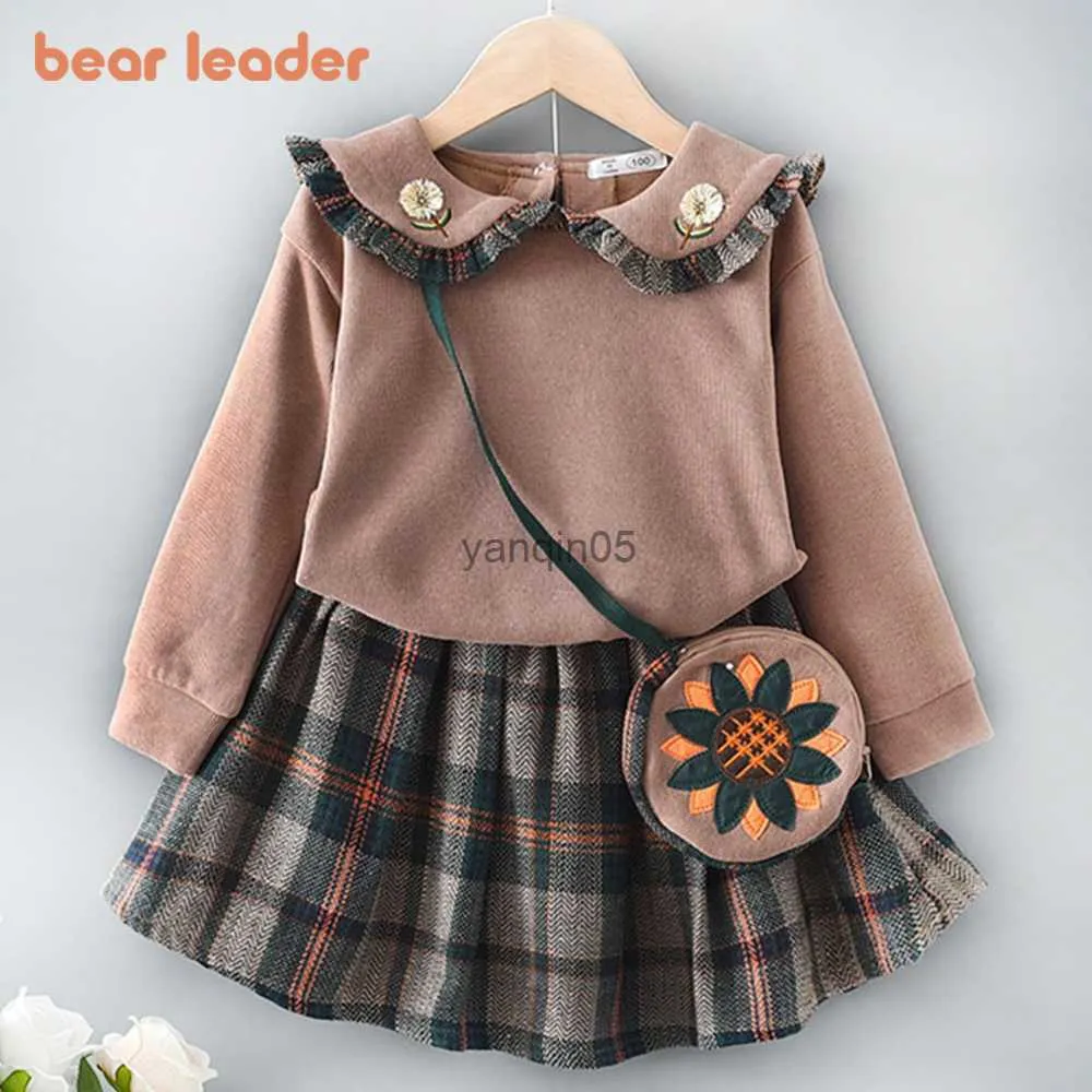 Pullover Bear Leader Girls Girls Sets 2pcs Sweater Sweater Long Suits Autumn Winter Winter Sweatshirt + Skirt Outfits Xmas Children Costume HKD230719