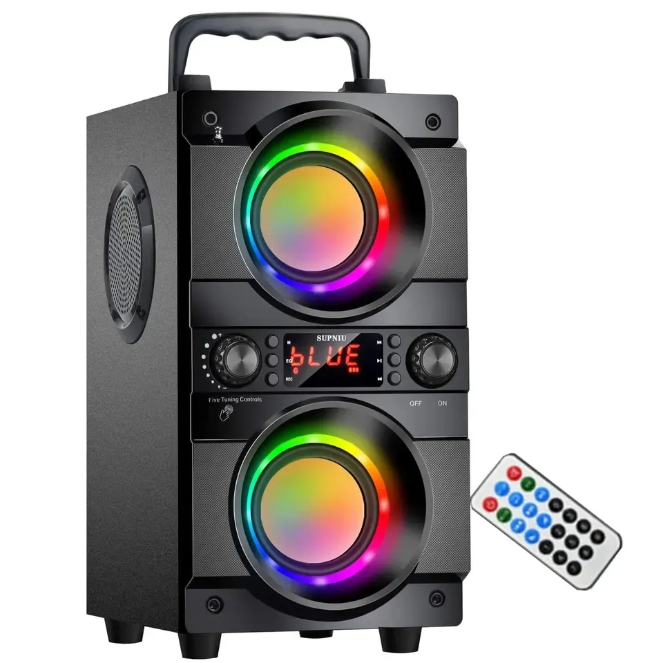 Portabel Bluetooth -högtalare LED Colorful Lights Subwoofer BT 5.0 Trådlös utomhushögtalare Support FM Radio Stereo Sound For Home