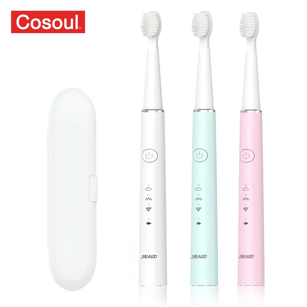 Toothbrush Electric Toothbrush Rechargeable 5 Modes Whiten Clean Teeth Brush Professional Oral Care Toothbrush Traval Box 230719