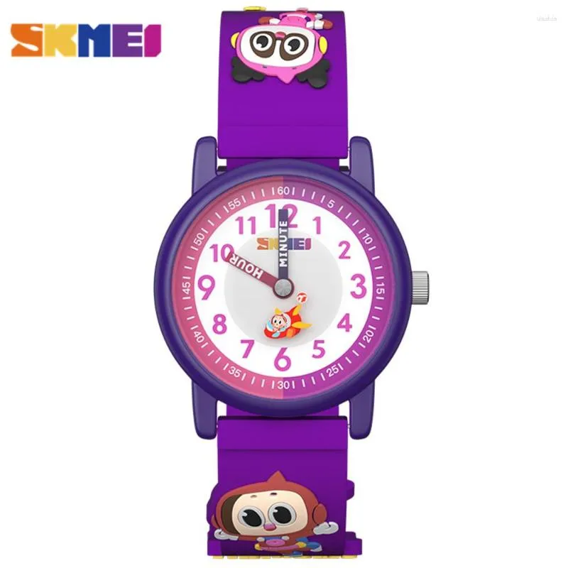 Armbanduhren SKMEI Nette Cartoon-Muster Kinder Uhr Wasserdichte Kinder Quarz Für Jungen Mädchen Uhr Weiche Montre Enfant YZ1005