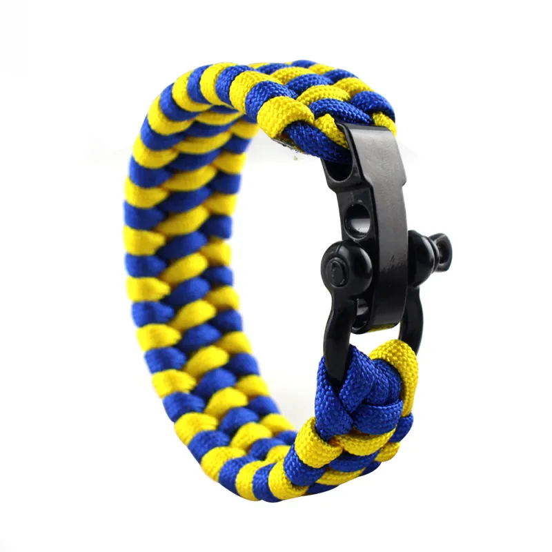 Klassisk design färgglad paracord flätad armband rostfritt stål spänne armband för älskare gåva