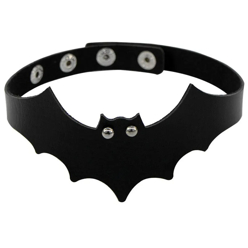 Ny bat pu läder choker halloween sexig halsband kvinnor män handgjorda choker halsband smycken gåva