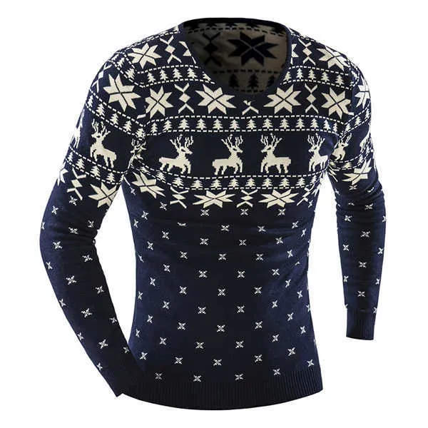 2015 New Arrival Sweaters Stylish Deer Animal Print Knitted Long Sleeve Sweater Men Sweater Male Sweaters Pullover 5 Colors