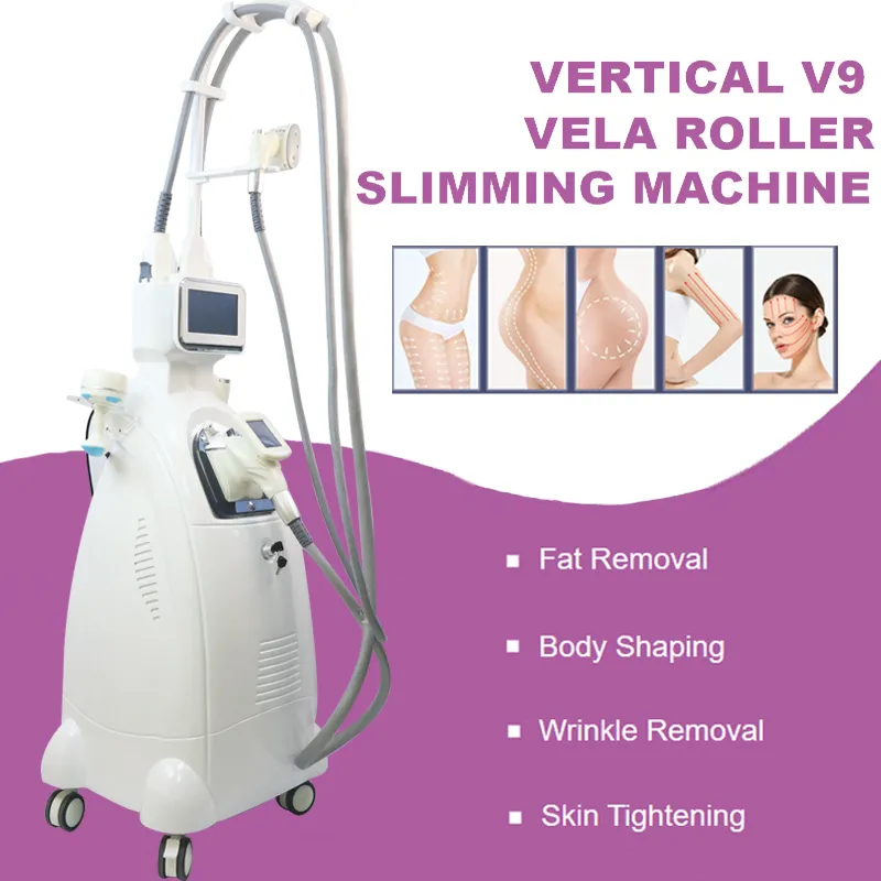 Högkvalitativ VELA Roller Cavitation Body Slim Machine RF Ansiktslyftning Dra åt rynka Remover Vakuum Fettförlust Skönhetsutrustning med 4 behandlingshandtag