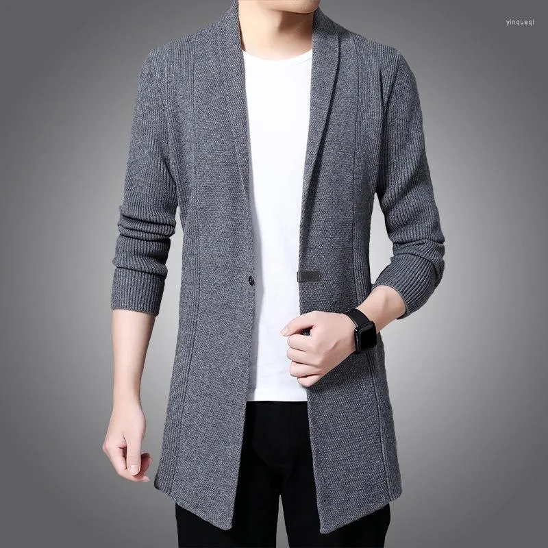 Pulls de chandail masculin Poulain hommes Automne X-Long Knit Vestes à bouton simple Sweatercoat Mens Causal