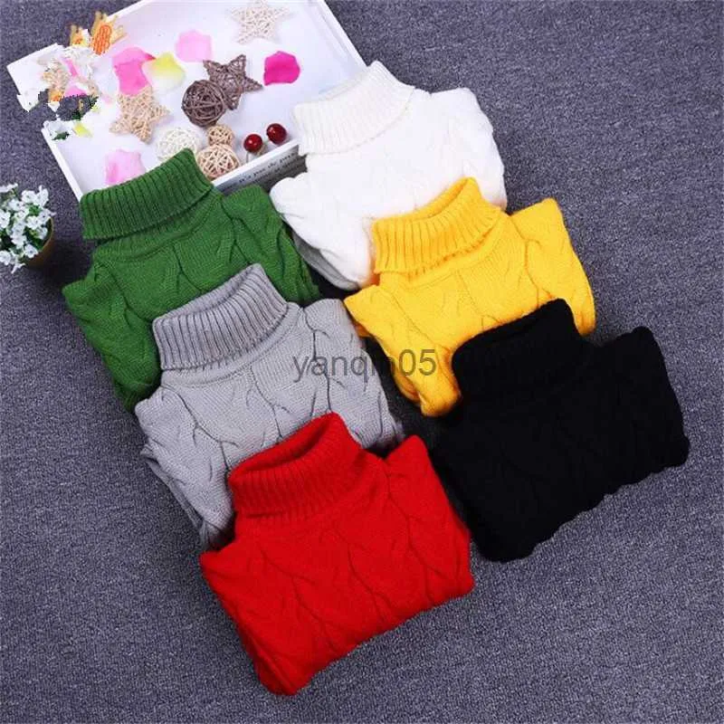 Pullover Winter Warm Children's Boys Sweater Turtleneck Stick Bottoming Shirt For Girls Tops Clothes HKD230719