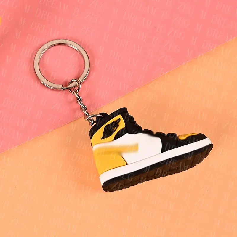 Fashion stereo sneakers keychains party gift 3D mini basketball shoes model keychain for boyfriend birthday cake decoration bag pendant key ring