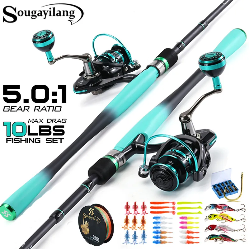 Rod Reel Combo Sougayilang Fishing Rods Combo 1.82.1m Carbon Fiber Spinning  Rod And 2000~4000 Series Spinning Reel Max Drag 10Kg For Bass Pike  230718X54Q From 118,99 €