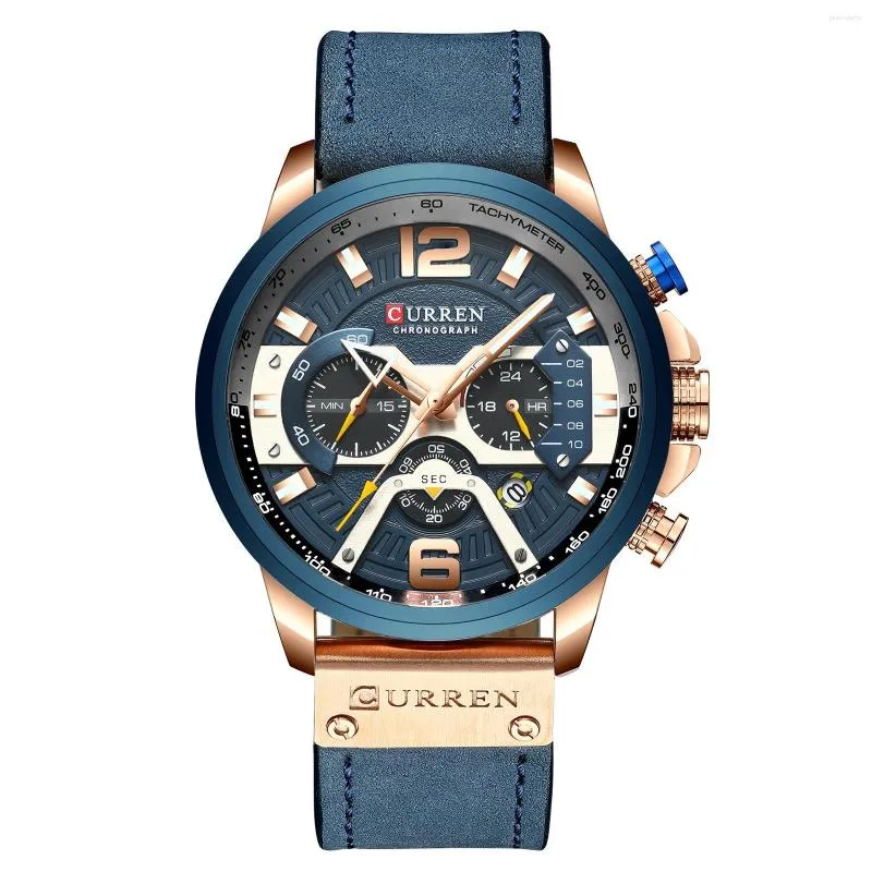 Wristwatches 2023 Mens Watches Top Leather Casual Quartz Watch Men's Sport Waterproof Clock