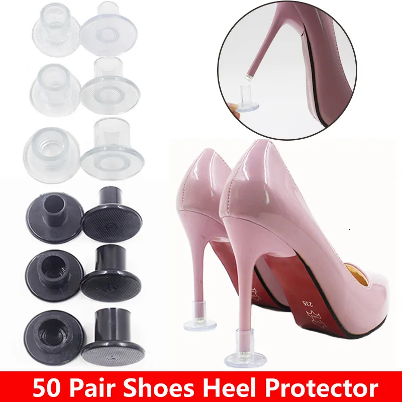 Accessori per parti di scarpe 50 paia / lotto Protezioni per talloni Tacco alto Tappi in PVC Copertine per bomboniera da sposa per erba 230718