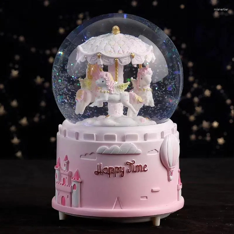 Party Decoration Christmas Gifts the Crystal Ball Merry-Go-Round Birthday Present Table Top Music Box