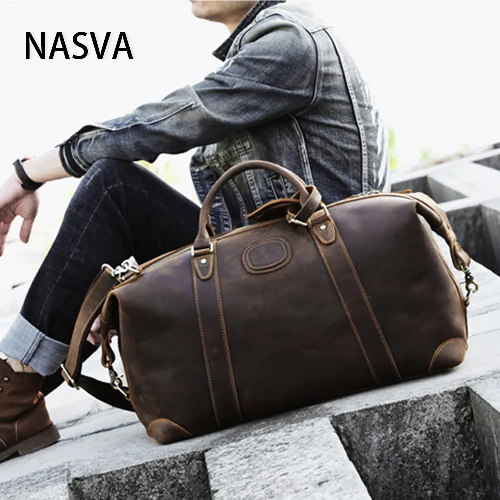 Seesäcke NASVA Echtes Leder Herren Reisetasche Vintage Tasche Outdoor Gepäcktasche Luftfahrttasche Fitness Sporttasche Umhängetasche Handtasche 230719