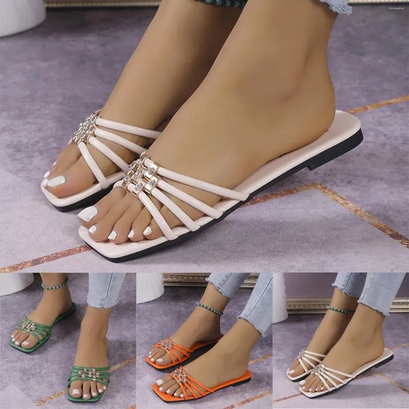 Slippers Women'S Beach Sandals Hollow Casual Flat Shoes Retro Womens Hard Sole Heated