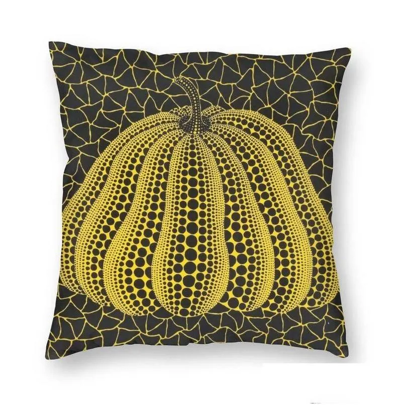 Cushion/Decorative Pillow Yellow Yayoi Kusama Pumpkin Square Throw Case Home Decor 3D Two Side Print Minimalis Modern Cushion Er For Dhjku