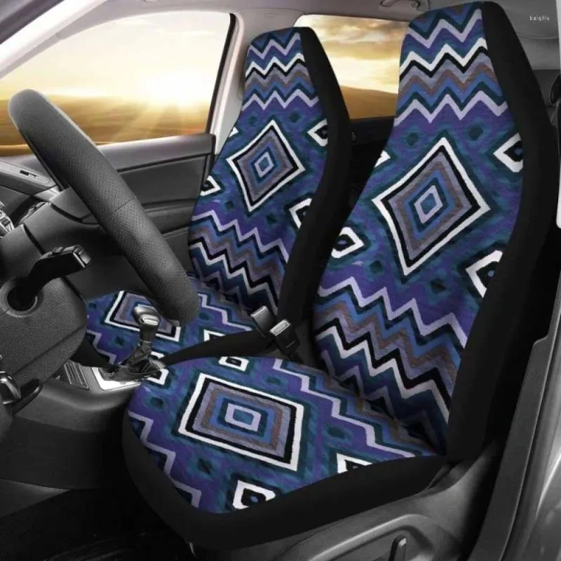 Pacote de capas de assento de carro azul asteca com 2 capa protetora frontal universal