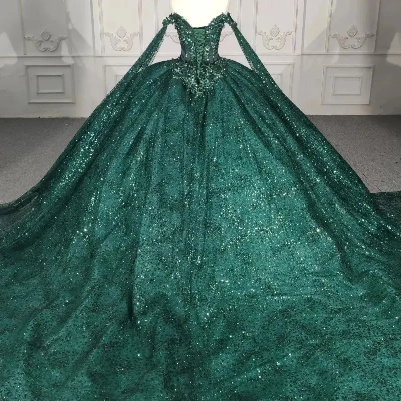 Emerald Green Off The Shoulder Quinceanera Dress... From Missbeautydress,  $249.11 | DHgate.Com
