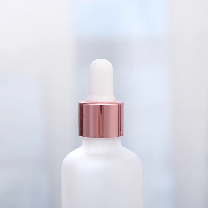 Rose Gold Cap 5-100 ml Clear Frosted Glass Essential Oil Parfym Bottle Liquid Reagent Pipett Droper Bottle Bottle