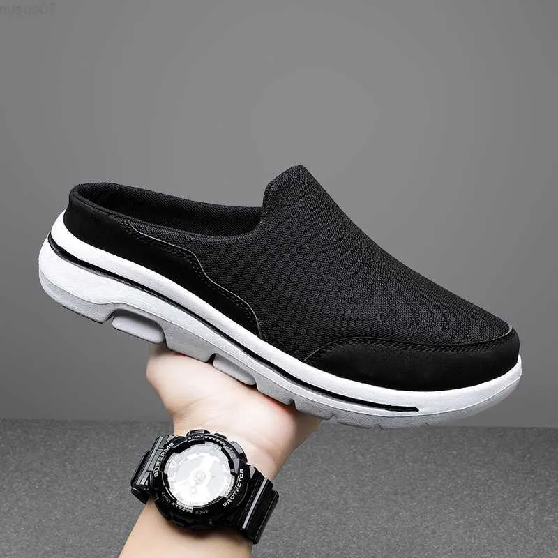 Slippers 2023 Mannen Casual Muilezels Mesh Ademende Platte Slippers Zomer Paar Schoenen Grote Maat Loafers Mode Schoenen Mannen Straat slippers L230719