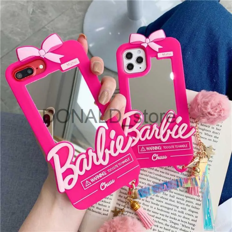 Estojo para Celular Estéreo Espelho Barbie Adequado para Apple/iPhone Estojo para Celular 11/12 Max/13/X7 Silicone SE Case x J230719