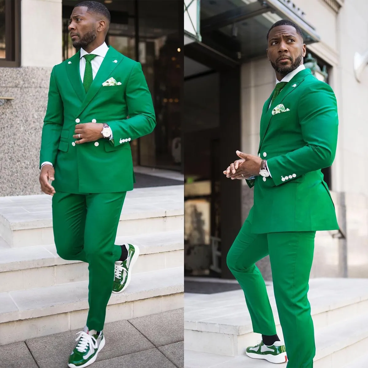 Summer Green Mens Wedding Tuxedos podwójnie piersi Slim Fit Men Blazers Custom Groom PROM PONTY SUITS 2 sztuki